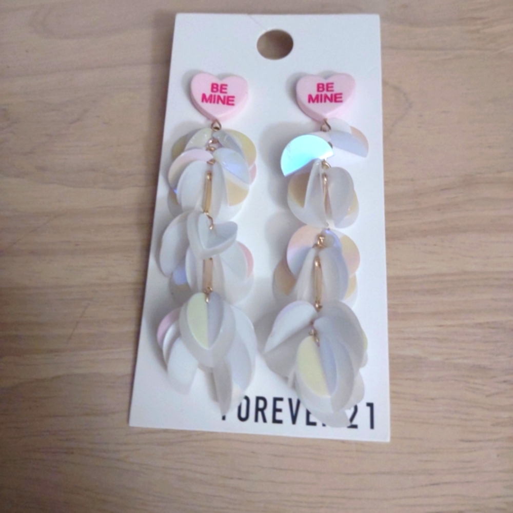 Forever 21 Be Mine Sweetheart Candy Sequin Statement Earrings y2k
